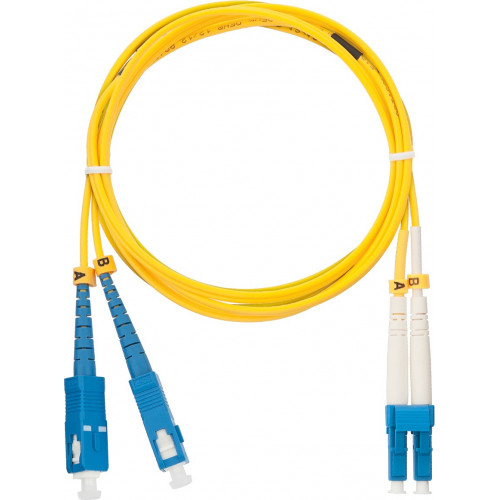 Шнур волоконно-оптический переходной NIKOMAX NMF-PC2S2C2-SCU-LCU-001 (SC/UPC-LC/UPC, 9/125 мкм, OS2, двойной, 1м, желтый)