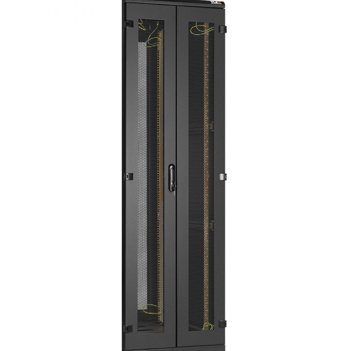 Дверь для шкафа TLK TFA-2460-W-BK (двухстворчатая перфорированная, 24U, 600мм, черный)