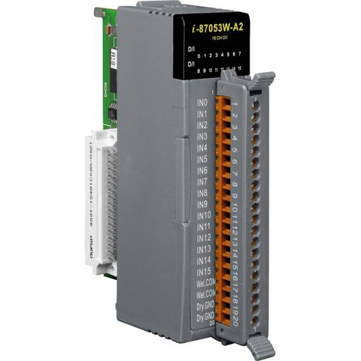 Модуль ICP DAS I-87053W-A2-G CR (16 DI, влажный, sink/sourse, стандартный профиль) Модуль ICP DAS I-87053W-A2-G CR (16 DI, влажный, sink/sourse, стандартный профиль)