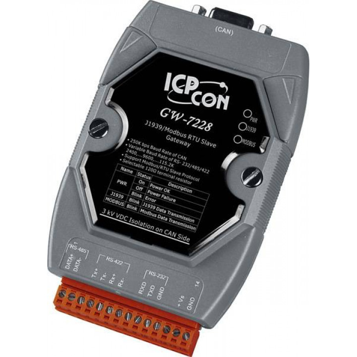 Преобразователь ICP DAS GW-7228-G CR (J1939/Modbus RTU Slave Gateway, RoHS) Преобразователь ICP DAS GW-7228-G CR (J1939/Modbus RTU Slave Gateway, RoHS)