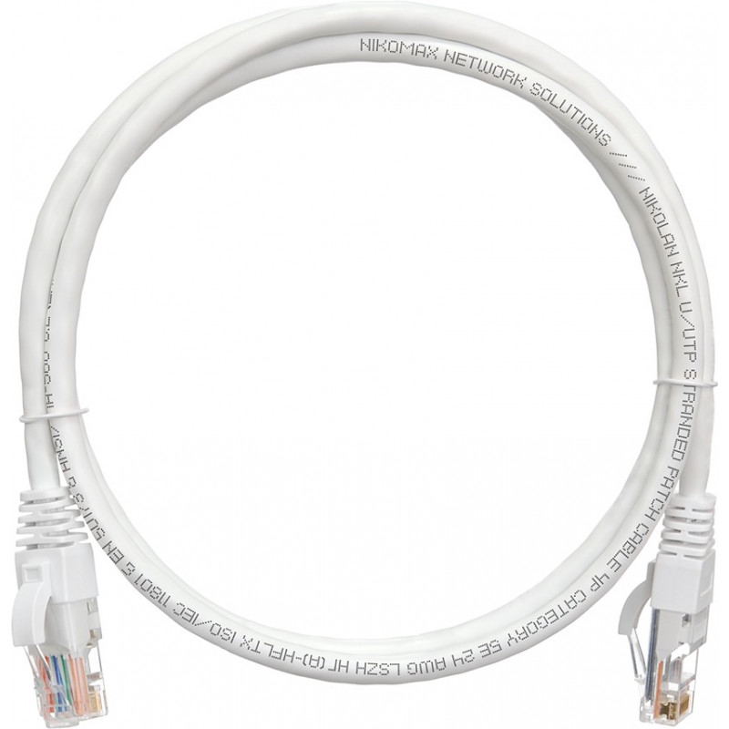 Коммутационный шнур NIKOMAX NMC-PC4UD55B-003-WT (Cat.5e, 100МГц, 2xRJ45, белый, 0.3м)