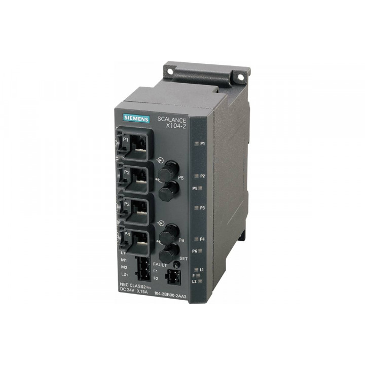 Неуправляемый коммутатор Siemens 6GK5104-2BB00-2AA3 (4xRJ45 10/100 Мбит/с, 2x100 Мбит/с BFOC, резервированное питание)