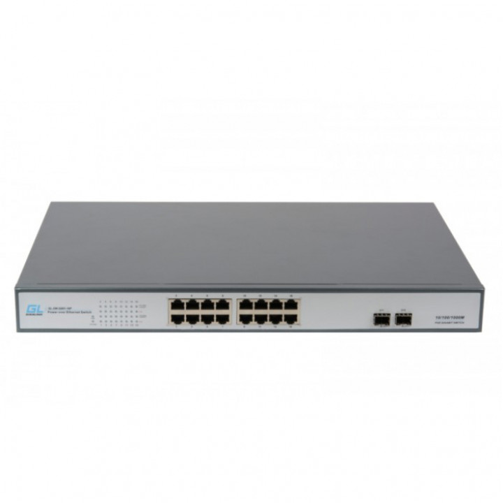 Коммутатор NIKOMAX (GIGALINK) GL-SW-G001-16P (неуправляемый, 16xPoE 1Гбит/с, 2xSFP, 250Вт)