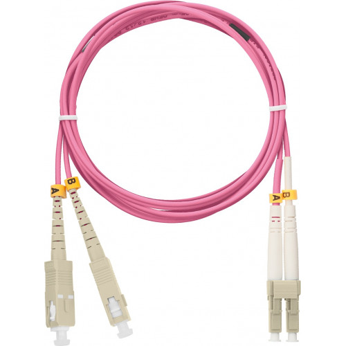 Шнур волоконно-оптический переходной NIKOMAX NMF-PC2M4C2-SCU-LCU-005 (OM4, SC/UPC-LC/UPC, двойной, 5м, маджента)