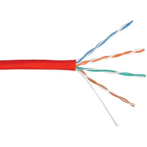 Кабель U/UTP 4 пары, категория 5e NIKOLAN NKL 4100C-RD (U/UTP, кат.5e, 100МГц, BC, 24AWG, LSZH, крас.)