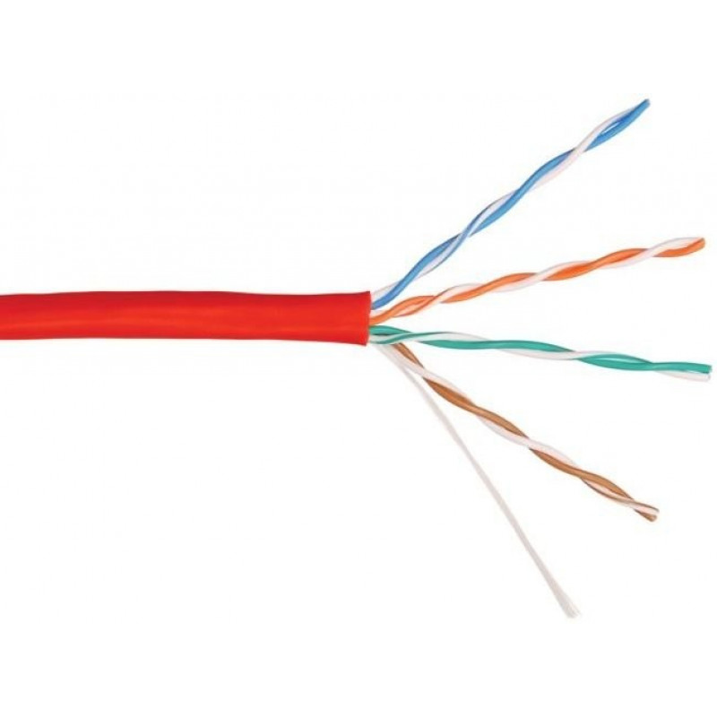 Кабель U/UTP 4 пары, категория 5e NIKOLAN NKL 4100C-RD (U/UTP, кат.5e, 100МГц, BC, 24AWG, LSZH, крас.)