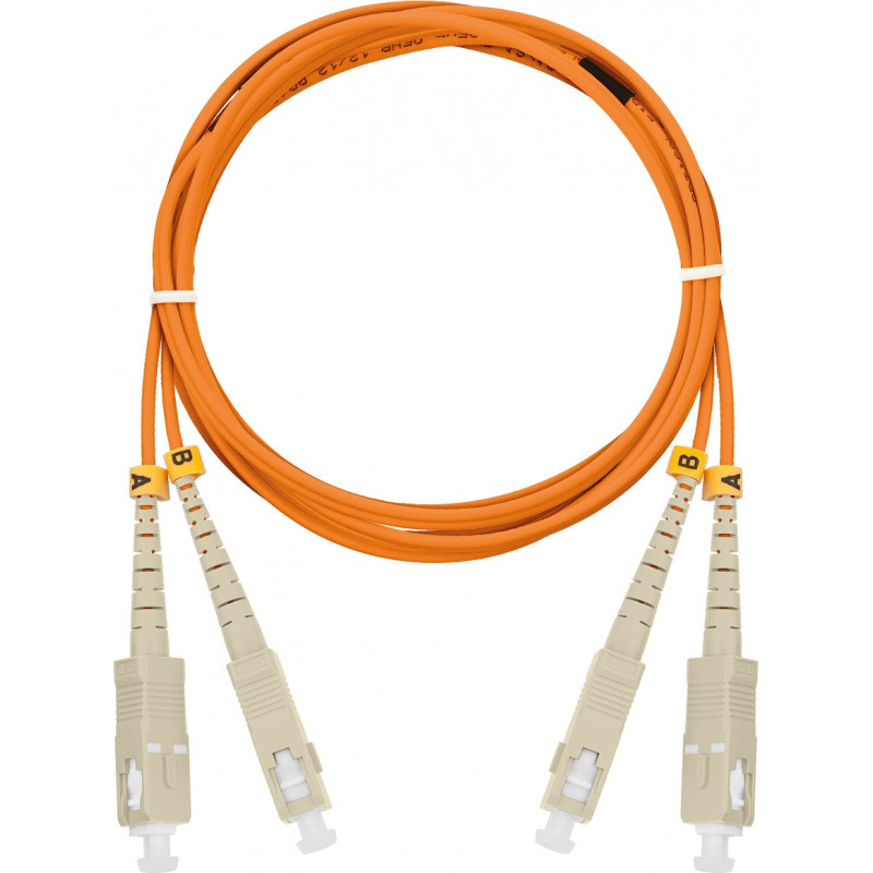 Шнур волоконно-оптический соединительный NIKOMAX NMF-PC2M2C2-SCU-SCU-003 (многомодовый 50/125 OM2, SC/UPC-SC/UPC, двойной, 3м, оранжевый)