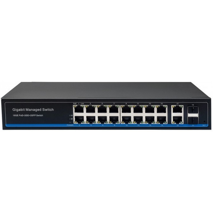 Коммутатор NST NS-SW-16G4G-PL (16xPoE, 2xGE, 2xSFP, до 300W) Коммутатор NST NS-SW-16G4G-PL (16xPoE, 2xGE, 2xSFP, до 300W)