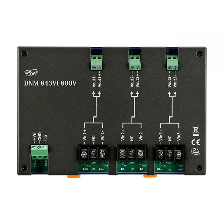 Преобразователь ICP DAS DNM-843VI-800V CR (3 канала, 800/10 В, постоянное/переменное напряжение) Преобразователь ICP DAS DNM-843VI-800V CR (3 канала, 800/10 В, постоянное/переменное напряжение)