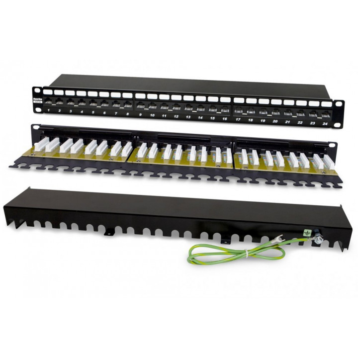 Патч-панель Hyperline PP2-19-24-8P8C-C6A-110D (19", 1U, 24 порта RJ-45, Cat.6A, 110 IDC)