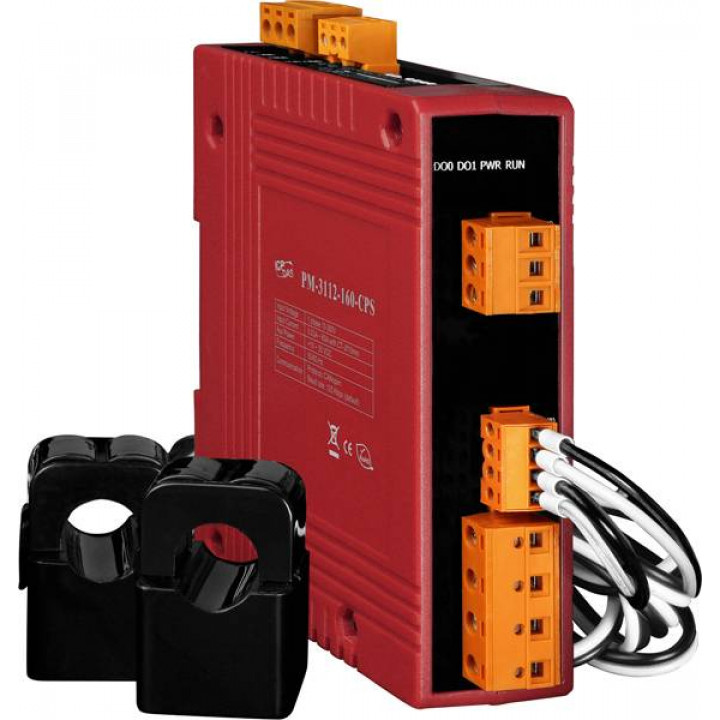 Интеллектуальный измеритель параметров сети ICP DAS PM-3112-160-CPS (однофазный, 2 петли, CANopen, кольца 100 А)
