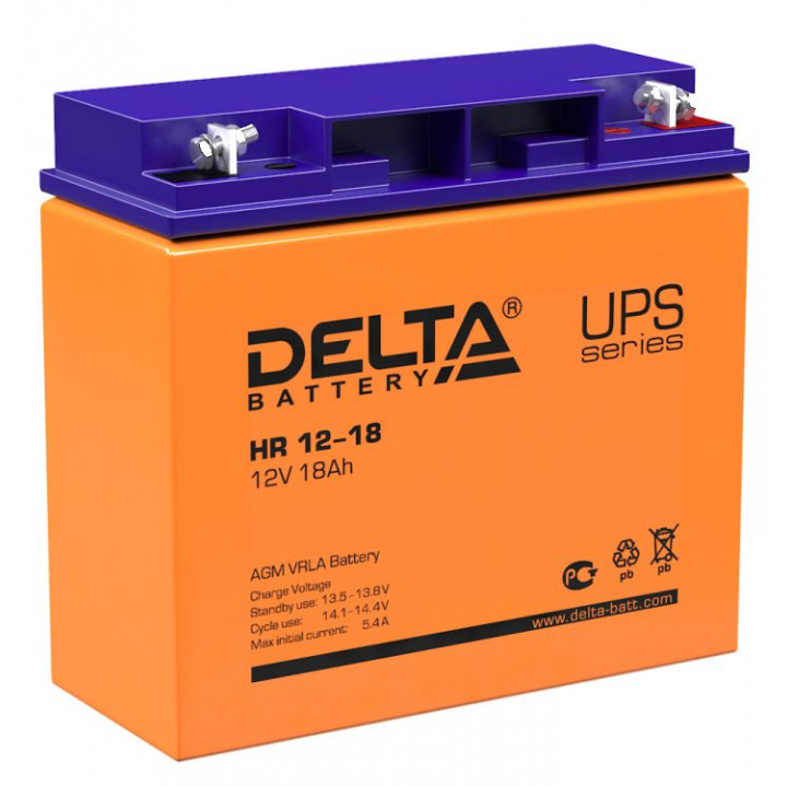 Аккумуляторная батарея Delta HR 12-18 (AGM, VRLA, 12В 18Ач)
