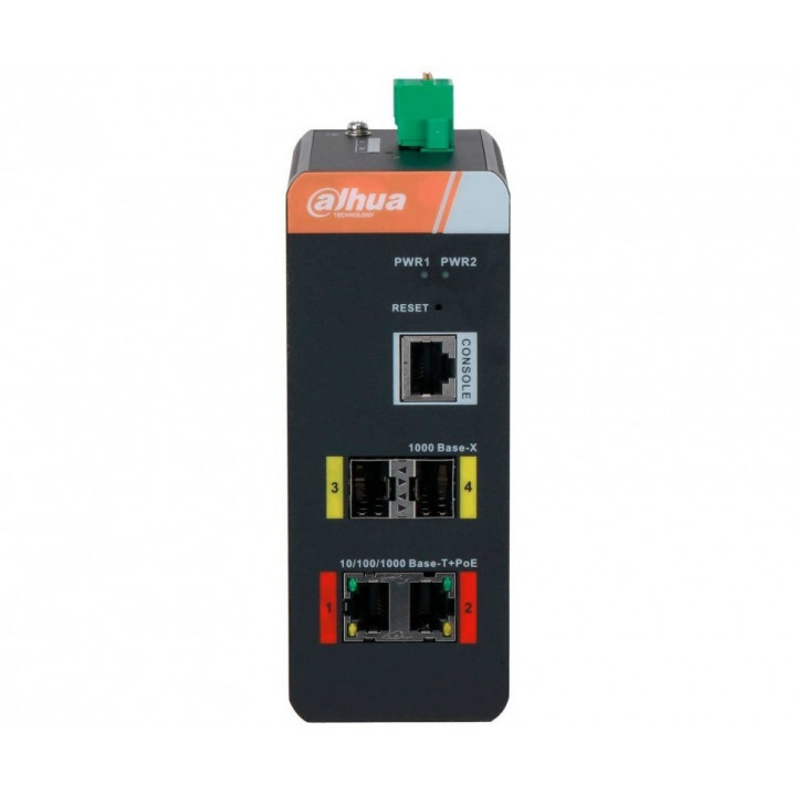Коммутатор Dahua DH-IS4204-2GT-120 (2xPoE, 2xSFP, PoE 120Вт, DIN-рейка, -40...+75°C)