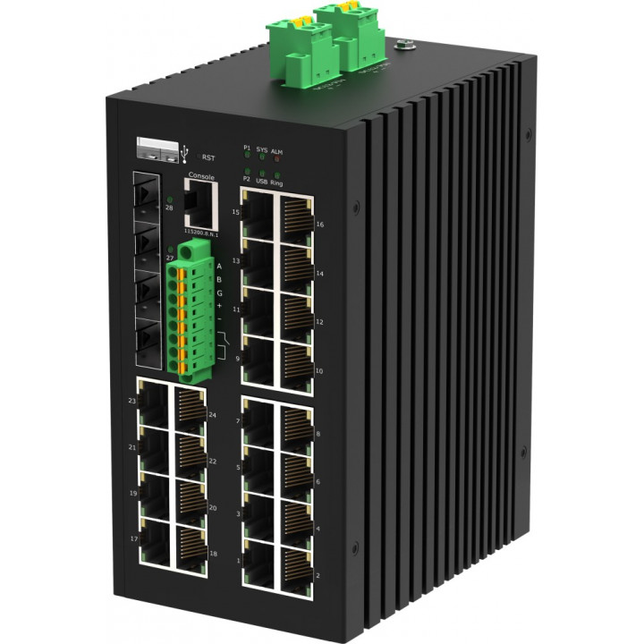 Коммутатор NIKOMAX GL-SW-G307-24P4ST-I (промышленный L3, DIN-рейка, 24xGbE PoE, 4xSFP+, -40+70°C)