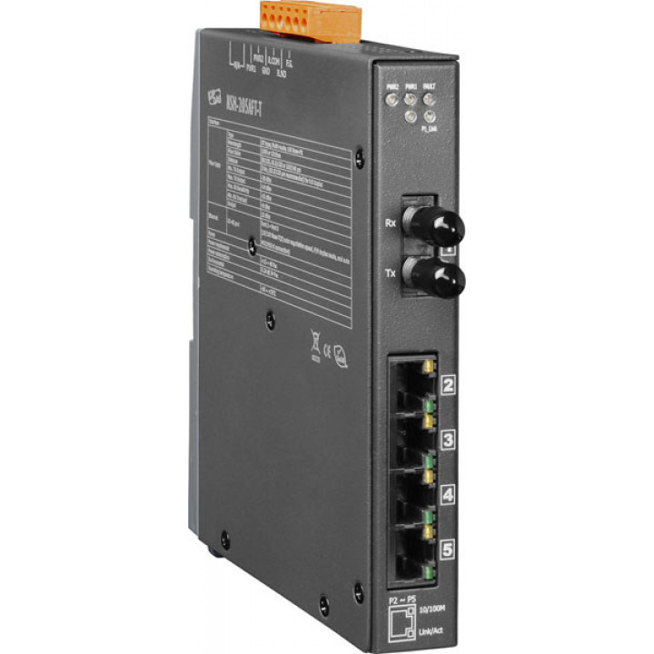 Промышленный коммутатор ICP DAS NSM-205AFT-T CR (4x10/100TX, 1x10/100FX многомод ST)