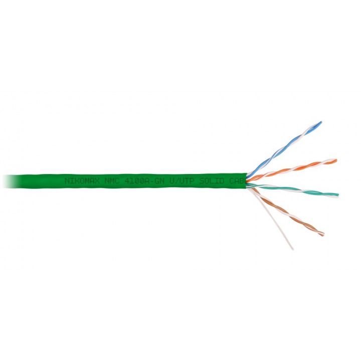 Кабель витая пара NIKOMAX NMC 4100A-GN (U/UTP, Cat.5e, 100 МГц, зеленая оболочка, 305 м)