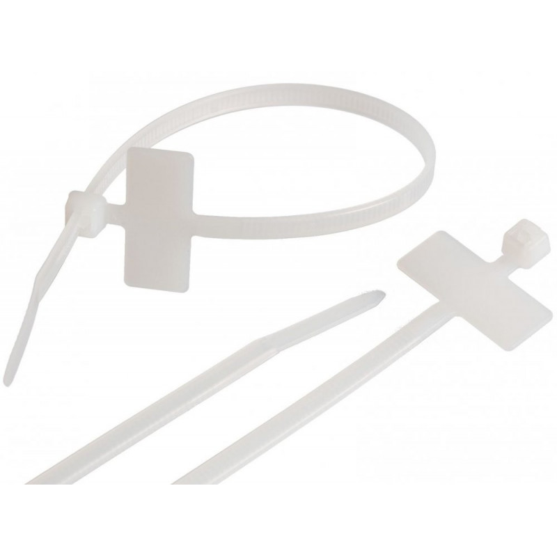 Стяжка нейлоновая NIKOMAX NMC-CTN200-35-MK-WT-100 (200х3,5 мм, с площадкой для маркировки, 100 шт.)