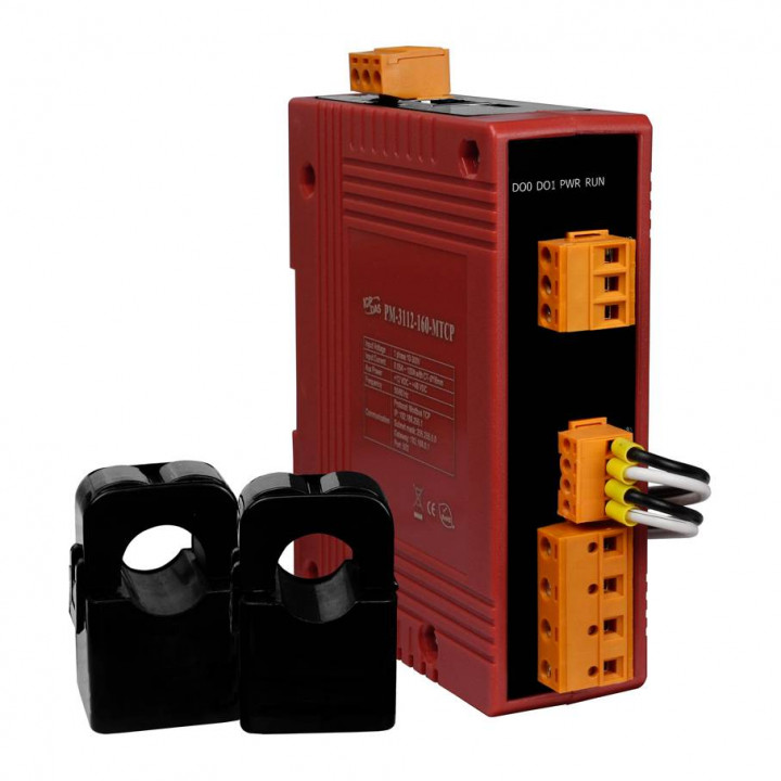 Интеллектуальный измеритель параметров сети ICP DAS PM-3112-160-MTCP (однофазный, 2 петли, Modbus TCP, кольца 100 А)