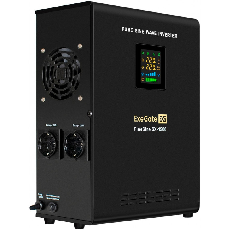 Источник бесперебойного питания Exegate EX296582RUS (1500VA/1050W, чистая синусоида, LCD, AVR, 2*Schuko, настенный)