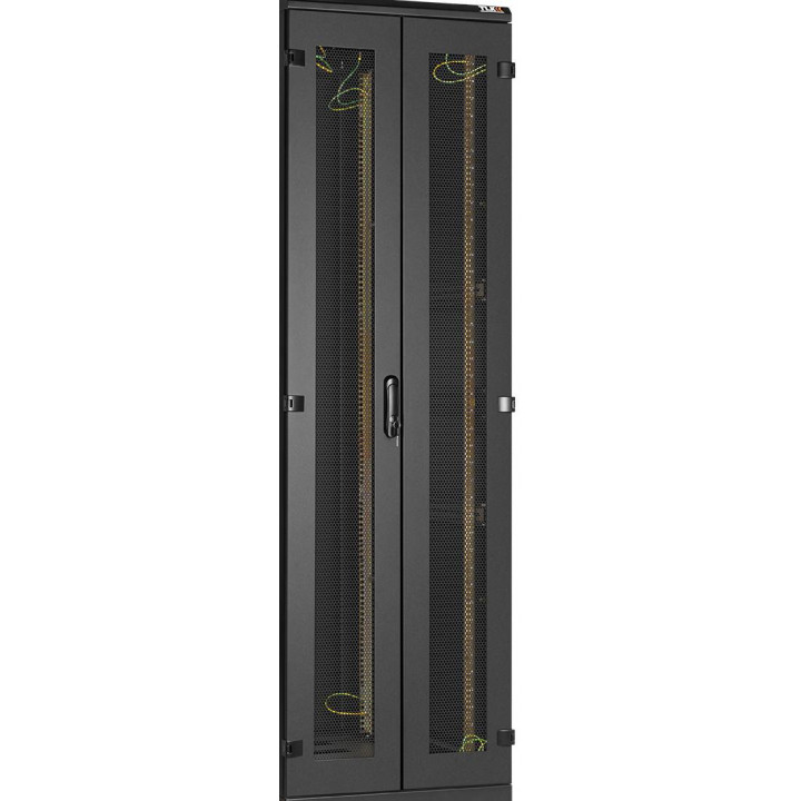 Дверь для шкафа TLK TFA-4280-W-R-BK (двухстворчатая перфорированная, для шкафа 42U шириной 800мм, черная, с замком)