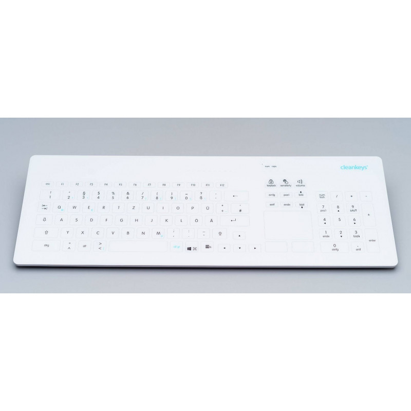 Клавиатура промышленная емкостная InduKey KR23211 TKR-103-TOUCH-KGEH-VESA-WHITE-USB-US/EU (настольная, с тачпадом)