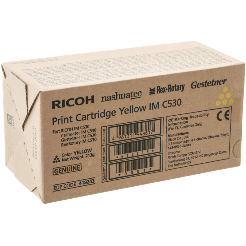 Картридж Ricoh 418243 (желтый тонер для IM C530)