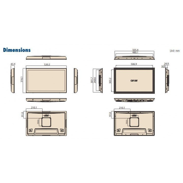 Промышленный панельный компьютер Advantech UTC-320EP-ATB0E (21.5", Intel Core i5-4300U, резистивный экран)