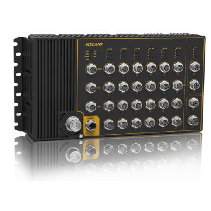 Промышленный коммутатор Kyland Aquam8628-NAT-B-4GE24P-PP-H6-H6 (L3 с NAT, Bypass, 4x1GbE, 24xPoE+ 100BaseTX M12 push-pull, питание 72-110В)