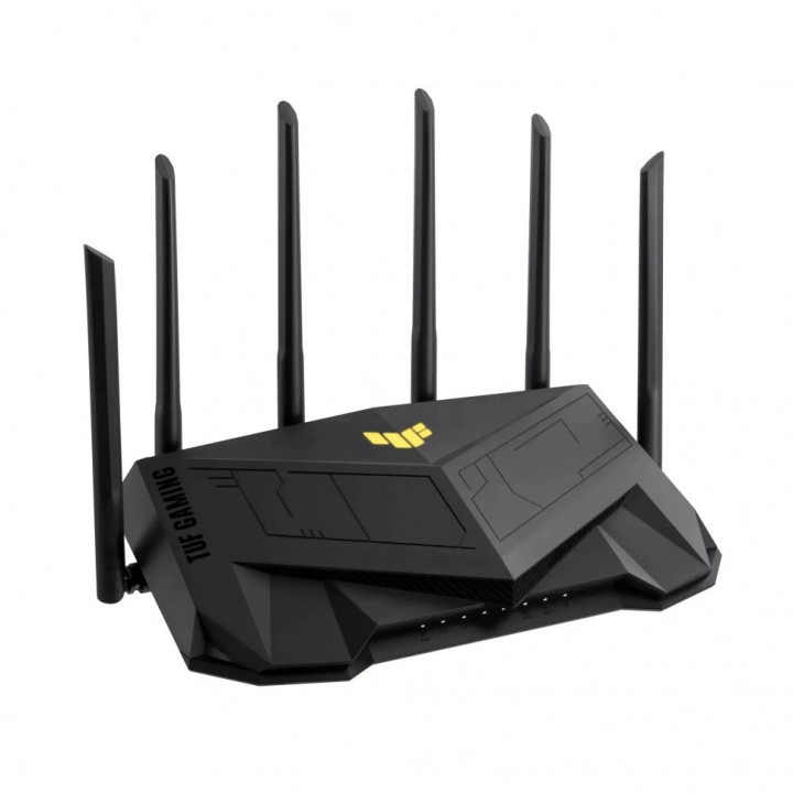 Маршрутизатор ASUS TUF-AX6000 90IG07X0-MO3C00 (802.11ax, 1148+4804 Мбит/с, 2.4+5 ГГц, 6 антенн) Маршрутизатор ASUS TUF-AX6000 90IG07X0-MO3C00 (802.11ax, 1148+4804 Мбит/с, 2.4+5 ГГц, 6 антенн)