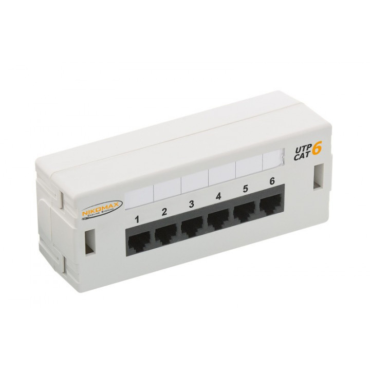 Патч-панель настенная NIKOMAX NMC-WP06UE2-GY (6 портов, кат.6, RJ45, 110, T568A/B) Патч-панель настенная NIKOMAX NMC-WP06UE2-GY (6 портов, кат.6, RJ45, 110, T568A/B)