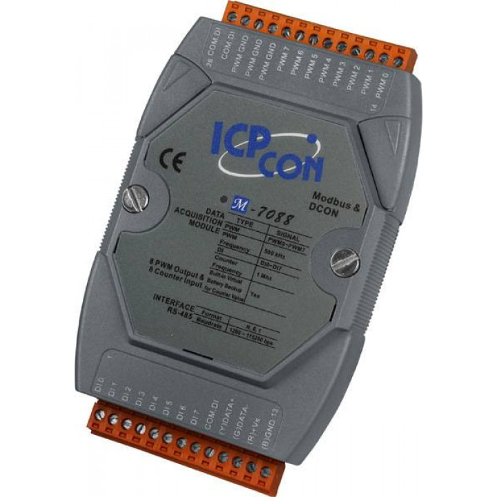 Модуль ICP DAS M-7088 CR (8 каналов ШИМ, 8 каналов счетчика, Modbus RTU)