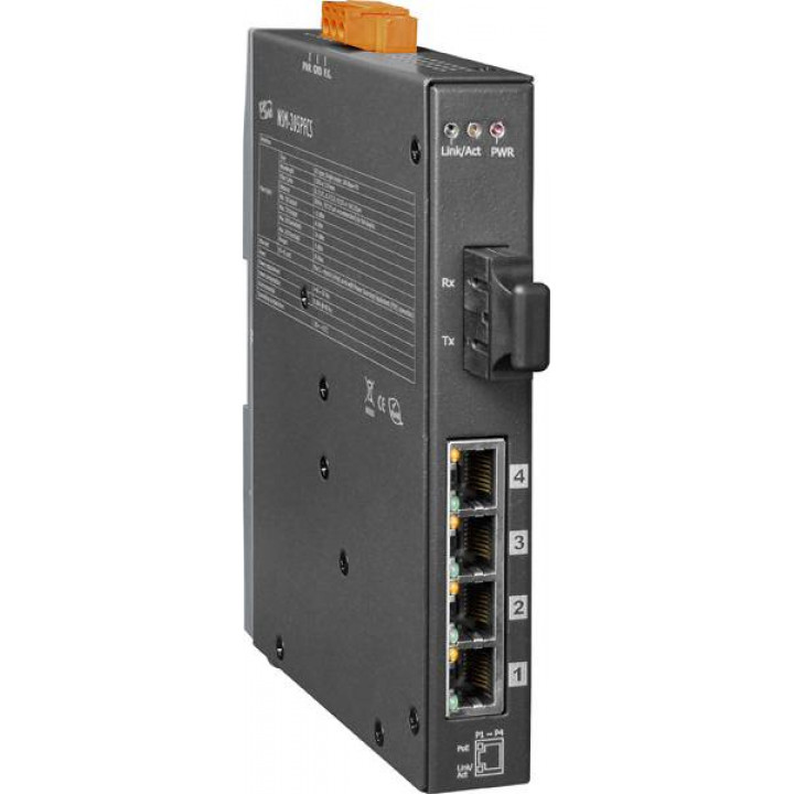 Промышленный коммутатор ICP DAS NSM-205PFCS CR (4xPoE 10/100TX, 1x100FX SC одномод, 30 км)