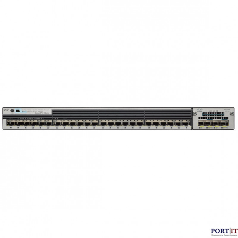 Коммутатор Cisco WS-C3750X-24S-E (24 порта Gigabit Ethernet SFP, IP Services)