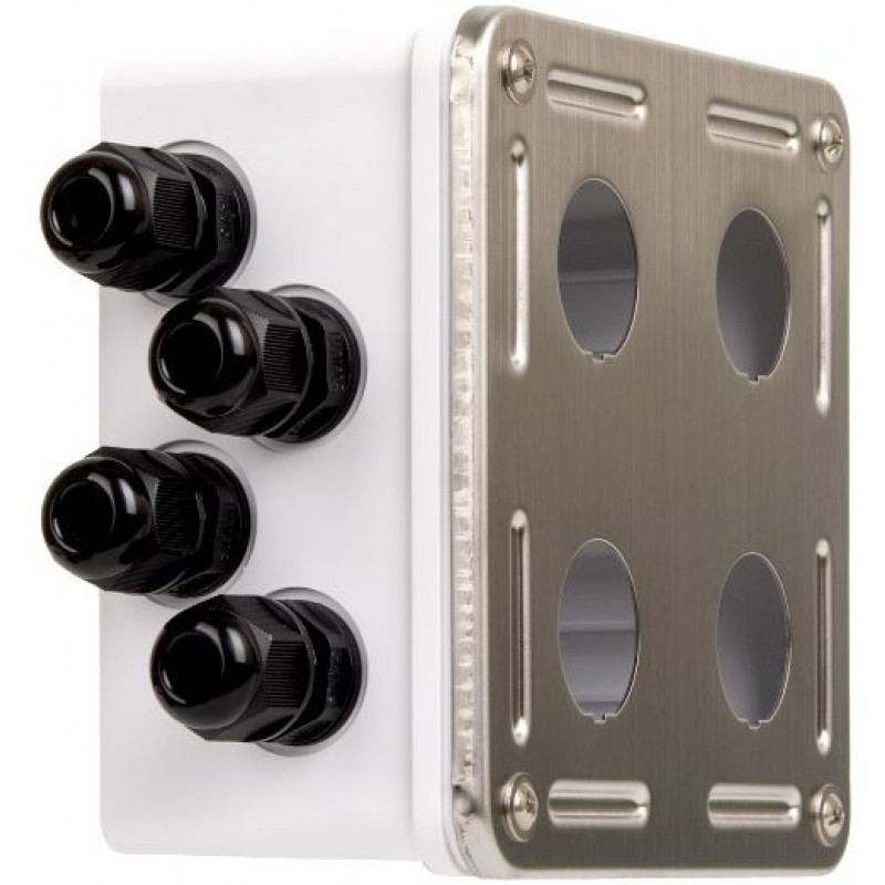 Индустриальный корпус настенной розетки NIKOMAX NMC-MB4P-IS-MT (4 порта, IP67, металлик)