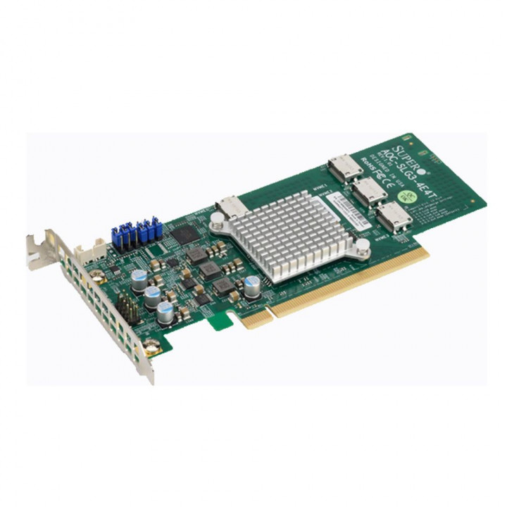 Контроллер Supermicro AOC-SLG3-4E4T-O (Quad port OCuLink retimer NVMe, PCIe3 x16)