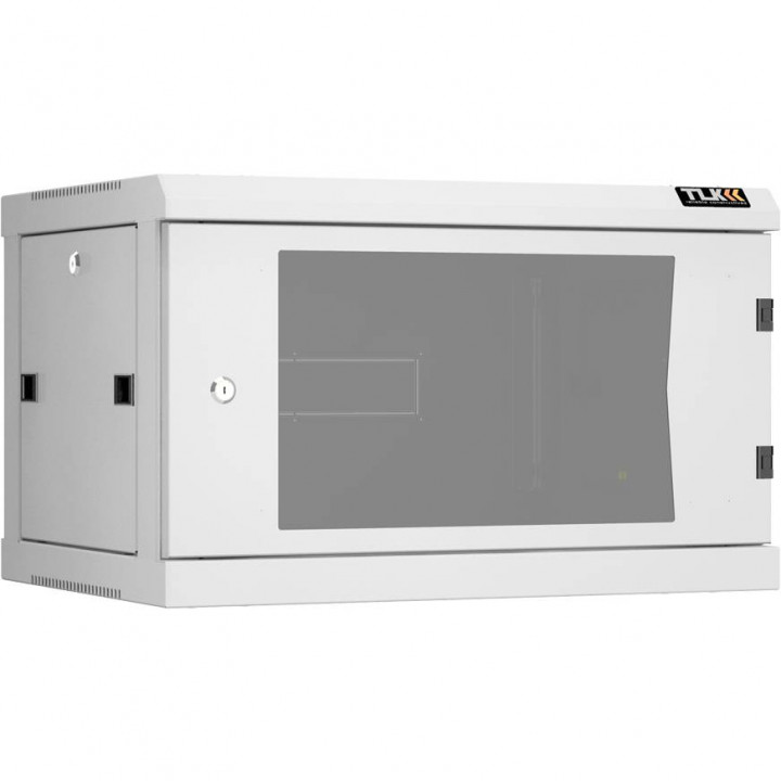 Шкаф TLK TWC-066045-R-G-GY (19", 6U, стеклянная дверь, 600x370x450 мм, серый)