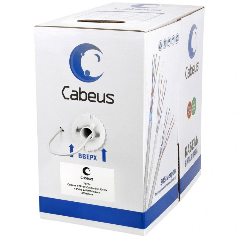 Кабель витая пара Cabeus FTP-4P-Cat.5e-SOLID-GY, 305м