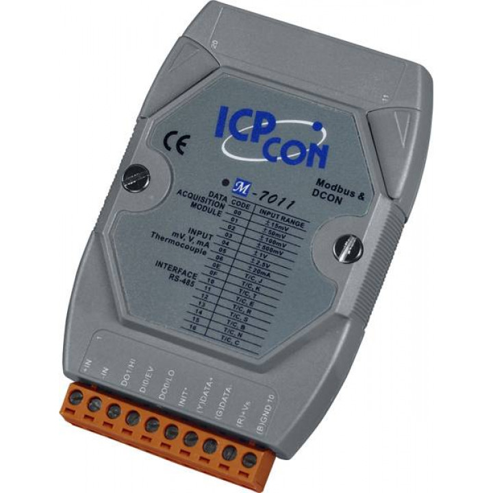 Модуль ICP DAS M-7011-G CR (1 канал аналогового ввода/термопары, 1 DI, 2 DO, Modbus RTU) Модуль ICP DAS M-7011-G CR (1 канал аналогового ввода/термопары, 1 DI, 2 DO, Modbus RTU)