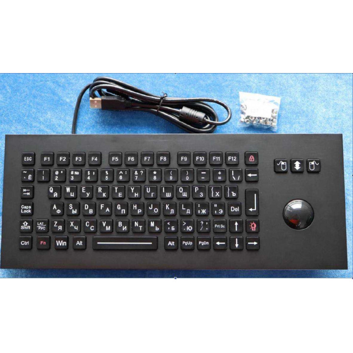 Промышленная клавиатура Key Technology K-TEK-M361-MTB-FN-BL-BT-DWP-US/RU-USB (встраиваемая, IP65, русифицированная, 85 кл, чёрная панель, регулируемая подсветка, USB, PS/2, оптический трекбол) Промышленная клавиатура Key Technology K-TEK-M361-MTB-FN-BL-BT-DWP-US/RU-USB (встраиваемая, IP65, русифицированная, 85 кл, чёрная панель, регулируемая подсветка, USB, PS/2, оптический трекбол)