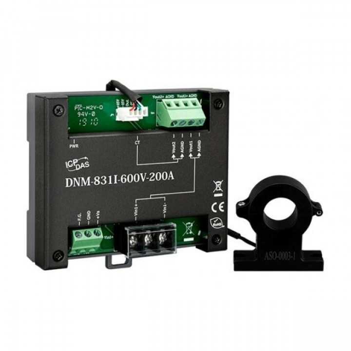 Преобразователь ICP DAS DNM-831I-600V-200A CR (одноканальный, 200 А, трансформатор тока в комплекте)