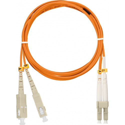Шнур волоконно-оптический переходной NIKOMAX NMF-PC2M2C2-SCU-LCU-002 (OM2, SC/UPC-LC/UPC, двойной, 2м, оранжевый)