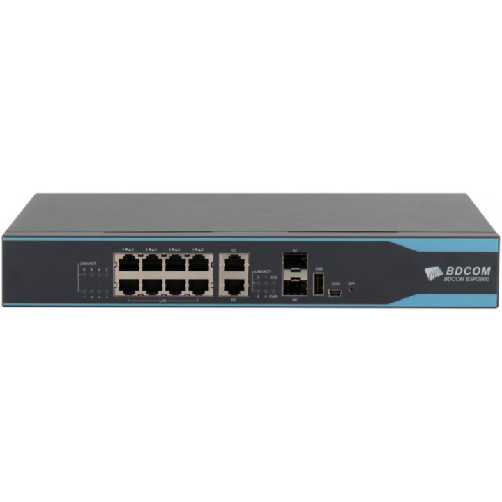 Маршрутизатор BDCOM BSR2900-10B (2xGE-SFP, 2xGE-TX, 8xGE-LAN)