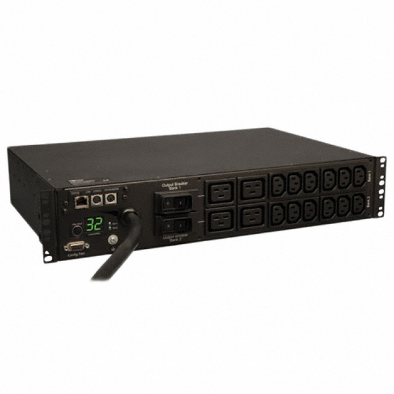 Блок распределения питания Tripp Lite PDUMNH32HV (контролируемый, 230В, 32А, 4xC19, 12xC13, выход IEC309 32A, 2U, кабель 3.7 м)