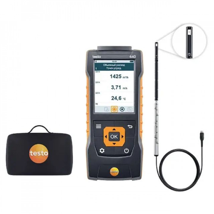 Комплект Testo 440 с зондом с обогреваемой струной (0-30 м/с, -20…+70°C) Комплект Testo 440 с зондом с обогреваемой струной (0-30 м/с, -20…+70°C)