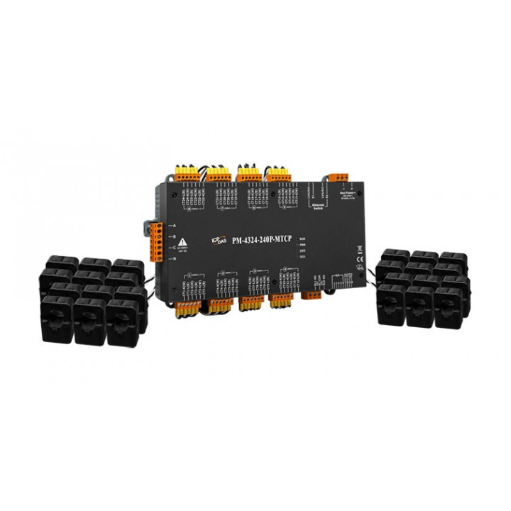 Интеллектуальный многоканальный измеритель параметров сети ICP DAS PM-4324-240P-MTCP (8 каналов 3-фаз/24 канала 1-фаз, Modbus TCP, токовое кольцо 200 А) Интеллектуальный многоканальный измеритель параметров сети ICP DAS PM-4324-240P-MTCP (8 каналов 3-фаз/24 канала 1-фаз, Modbus TCP, токовое кольцо 200 А)