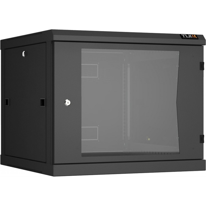 Шкаф TLK TWC-096060-R-G-BK (настенный, 19", 9U, стеклянная дверь, 600x503x600 мм)