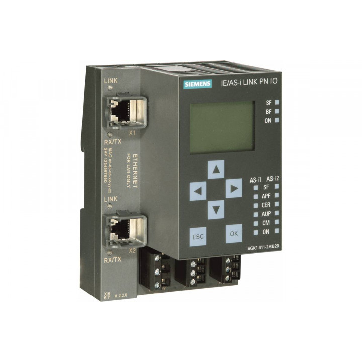 Модуль связи Siemens IE/AS-Interface Link PN IO 6GK1411-2AB20 (двойной мастер, IP20)