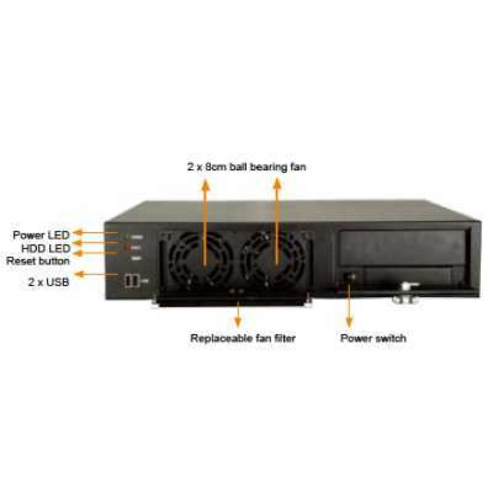 Корпус IEI RACK-220GWATX/A130A-SEA (2U, Micro-ATX, 300 Вт)