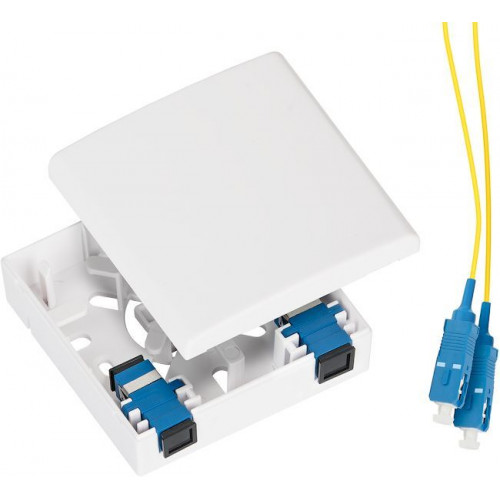 Оптическая розетка NIKOMAX NMF-WO02SCAS2-CS-WT (2 порта SC/APC, SM 9/125 OS2, комплектная)