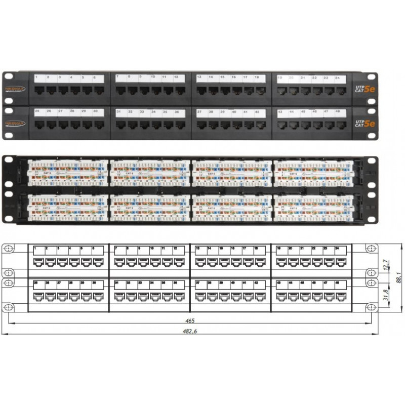 Коммутационная панель NIKOMAX NMC-RP48UD2-AN-2U-BK (19